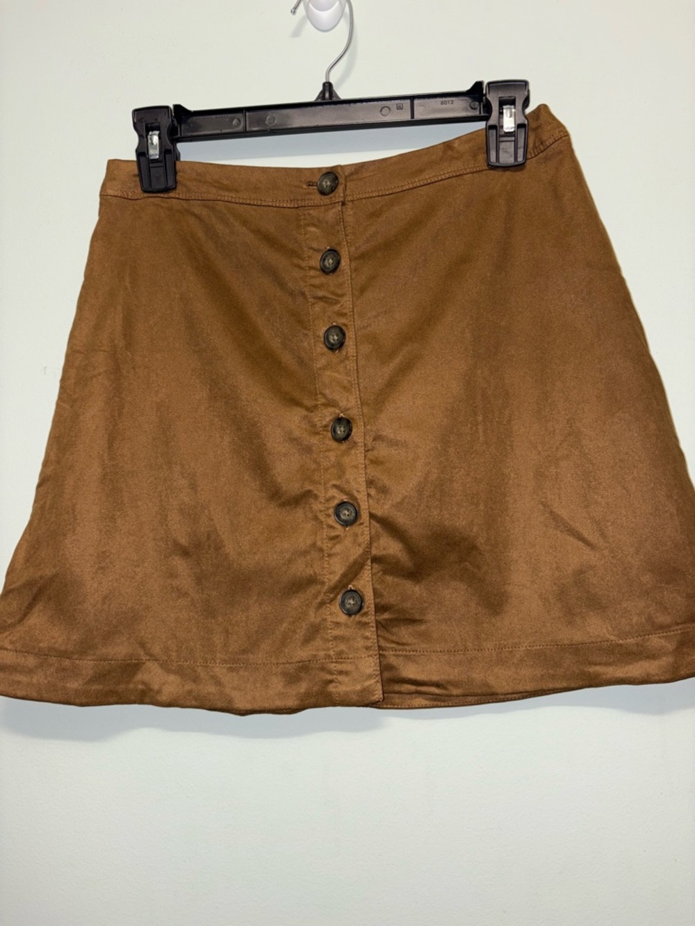Abercrombie & Fitch Button-Front Brown Suede A-Line Mini Skirt Size S